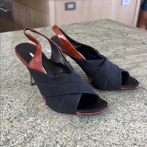 Donald J. Pliner Black and Brown Slingback Heels - Picture 1 of 5